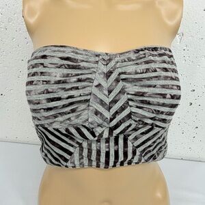 Free People Intimately Size Large Purple Gray Striped Bandeau Crop Top Bra